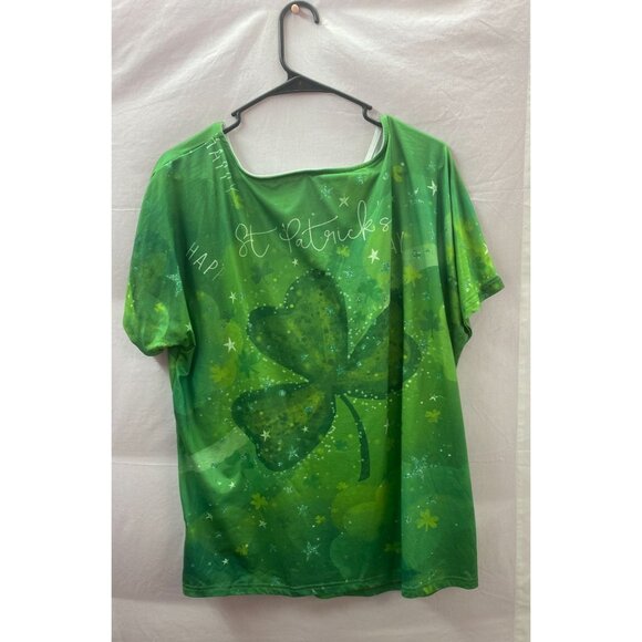 Women's XXL St. Patrick's Day Short Sleeve Green Shamrock T-Shirt - Picture 4 of 8